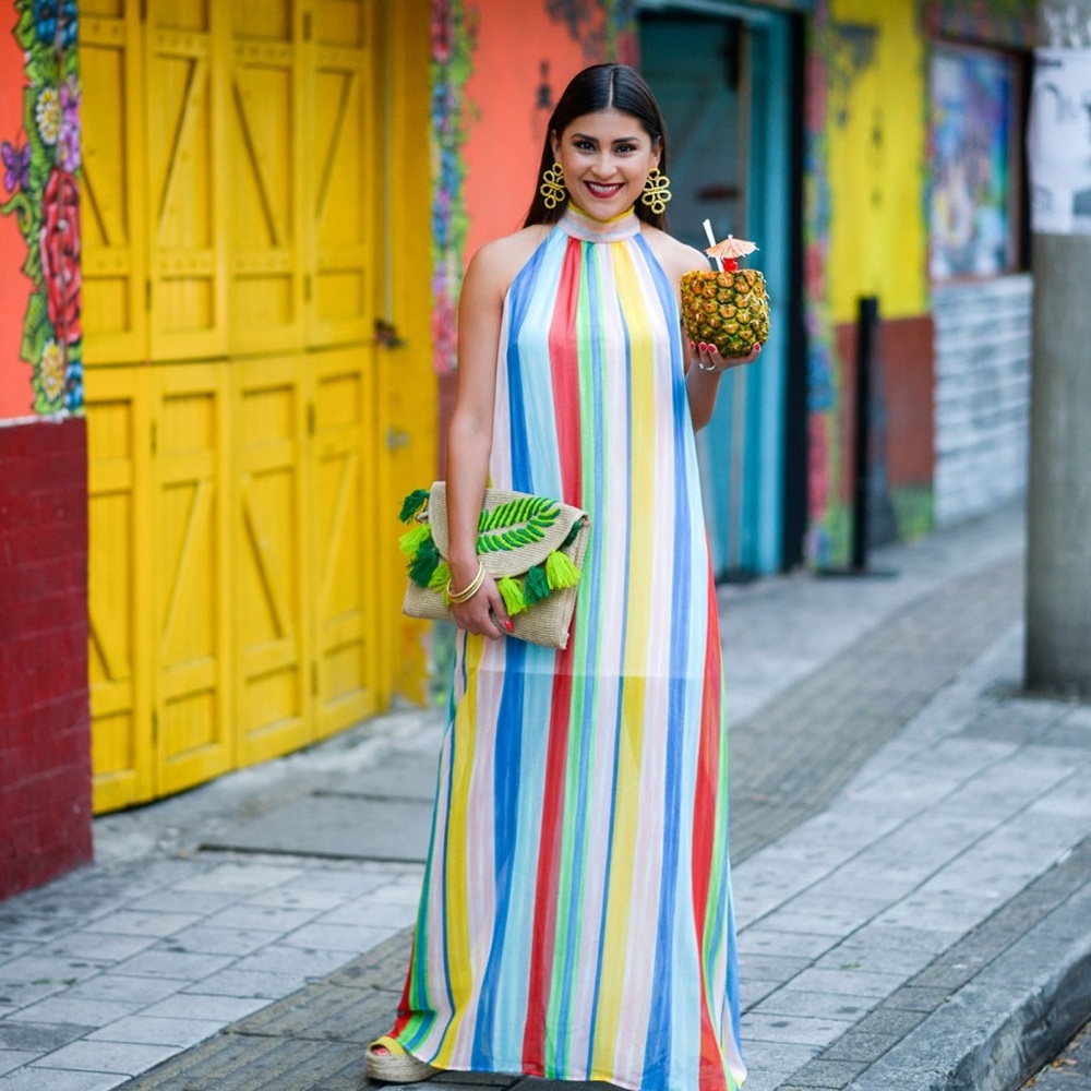 Colorful Halter Maxi Dress